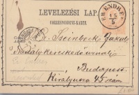 1874 2kr díjjegyes levelezőlap / PS-card 'ÉR ENDRÉD' - '(BUDAPEST)/FŐPOSTA'