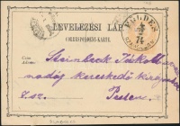 1874 2kr díjjegyes levelezőlap / PS-card 'FÖLDES/SZABOLCS M.' - 'BUDAPEST'
