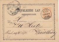 1874 2kr díjjegyes levelezőlap 'GYŐR' - Wieselburg