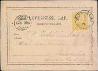 1874 2kr díjjegyes levelezőlap / PS-card 'TISZA-SZAJOL/HEVES.M.' - 'BUDAPEST'