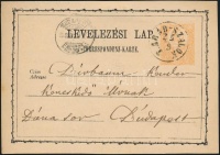 1874 2kr díjjegyes levelezőlap / PS-card 'T.ABÁD SZALÓK' - 'BUDAPEST'