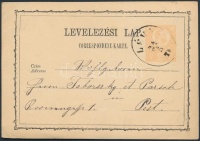 1874 Díjjegyes levelezőlap / PS-card 'LÉVA'