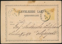 1879 2kr díjjegyes levelezőlap 'TRENCHIN'