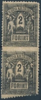 1873 Távirdabélyeg kőnyomat 2Ft középen fogazatlan függőleges pár (200.000) / Telegraph 2Ft vertical pair imperforate in the middle