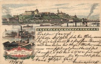 1898 Budapest I. Királyi vár, gőzhajók, litho, floral, 2f Ga.