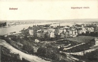 Budapest XI. Lágymányos látképe az Elevátor épülettel és a Lágymányosi tóval, kiadja Németh József könyv- és papírkereskedése