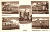 Lónya, Földmívesszövetkezet, a szövetkezet gabonaraktára, községháza, iskola, Református templom