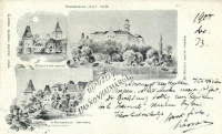 Pannonhalma, Vár-udvar, Vár-kapu, kiadja Dr. Récsey Viktor, floral s: Gündel Blanka