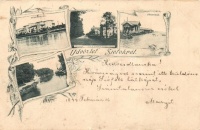 1899 Siófok, kikötő, fürdőtelep, út a közös fürdőhöz, fürdőház, floral (b)