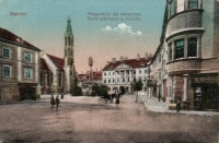 Sopron, Megyeház és templom, gyógyszertár, Wanek üzlete (EK)