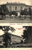 Beszterce, Bistrita; Állami polgári leányiskola és állami községi polgári fiúiskola / boy and girl schools (kis szakadás / small tear)