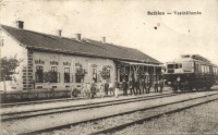 Bethlen, Beclean; vasútállomás, villamos szerelvény, kiadja Kajári istván / railway station, electric railway (fa)