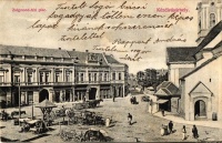 Kézdivásárhely, Zsigmond téri piac, Csiszár József és Zalaváry Béla üzlete / market square, shops (EB)