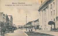 Marosvásárhely, Szentgyörgy utca, Új postapalota, kiadja Révész Béla / street, postal palace