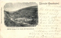 Oravica, Oravita; Marillai út a Nagy-tó és vízesés felől nézve, kiadja Gross Gyula / View of the Marilla road from the Big Lake and the waterfall (fa)
