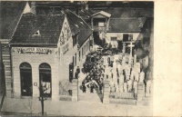 Eperjes, Presov; Wapper Ignácz 'Concordia' temetkezési intézete; hátoldalon a tulajdonos saját kezű értesítése elkészült sírkőről / Wapper's funeral services, handwritten message by the owner on the backside