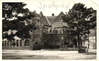 Ipolyság, Sahy; Magyar Királyi Posta, motorkerékpár / post office, motorbike (EB)