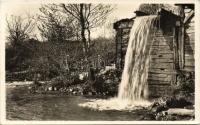 Ungvárról feladott képeslapon, vízesés a malomnál / Postcard posted from Uzhhorod, waterfall at the mill (EK)