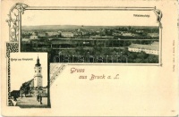 1898 Lajtabruck, Bruck and der Leitha; Templom a Fő téren, kiadja Alex J. Klein / church at the main square, Art Nouveau