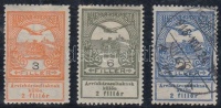 1913 Árvíz 3 db lemezhibás bélyeg