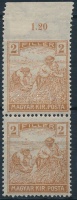 1916 Arató 2f felül fogazatlan ívszéli pár