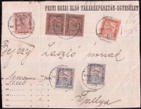 1916 Pénzeslevél előlap 6 db Hadisegély II. bélyeggel bérmentesítve közte 5K