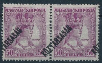 1918 Zita/köztársaság 50f pár erősen eltolódott felülnyomással