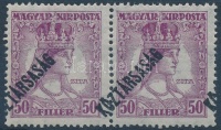 1918 Zita/köztársaság 50f pár erősen eltolódott felülnyomással