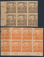 1919 Magyar Posta 2 klf próbanyomat összefüggés / 2 different proof units