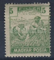 1919 Magyar Posta 5f balra tolódott értékszámokkal