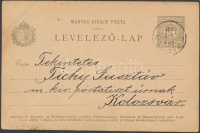 1901 Díjjegyes levelezőlap kézi festéssel 'CZIFFER' - Kolozsvár