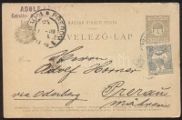 1901 Díjkiegészített díjjegyes levelezőlap Morvaországba