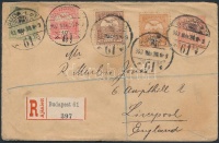 1903 Ajánlott levél Liverpoolba / Registered cover to Liverpool