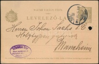 1904 Futott díjjegyes levelezőlap nagy vízjelrészlettel / Used PS-card with large watermark part (lyukasztás / hole)