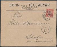 1905 Téglagyári reklámboríték / Brick yard advertising cover 'ZSOMBOLYA' - 'MEHÁDIA'