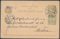 1906 Díjkiegészített díjjegyes levelezőlap Orsováról Berlinbe