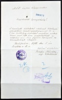 1910 Vasúti igazolvány érvényesítésére vonatkozó kérvény 2K Turul bélyeggel / Application for rail card validation with 2K Turul stamp