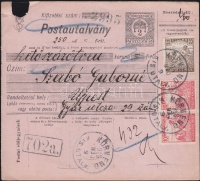 1918 Postautalvány 40f bérmentesítéssel 'KÖRMEND KIS UTALV' - 'UJPEST'