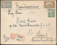 1918.07.05. Légi levél Bécsbe 1K50f Repülő posta bélyeggel + 2,05K díjkiegészítéssel / Airmail cover to Vienna with Mi 210 + 2,05K additional franking
