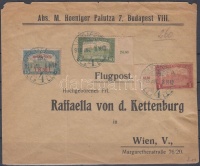 1918. jul. 9. Légi levél Bécsbe 1K50f Repülő posta bélyeggel és 1.80K kiegészítő bérmentesítéssel, Visnyovszki szignóval