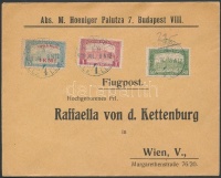 1918.jul. 9. Légi levél Bécsbe 1K50f Repülő posta bélyeggel és 1.80K kiegészítő bérmentesítéssel / Mi 210 with additional franking on airmail cover to Vienna.
