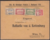 1918.07.10. 3. súlyfokozatú légi levél Bécsbe Repülő posta 4K50f + díjkiegészítéssel / Mi 241 + additional franking on airmail cover to Vienna