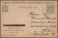 1918 Hadikölcsön propaganda feliratos 8f díjjegyes levelezőlap Bécsbe
