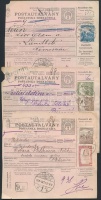 1918 3 db magyar-horvát nyelvű Postautalvány díjkiegészítéssel rózsaszín papíron
