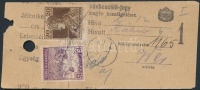1919 Távbeszélőjegy Arató 15f + Károly 20f bérmentesítéssel 'LÉVA'