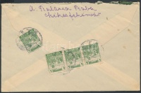 1919 Magyar Posta 4x5f (eltömődött értékszámok) távolsági levélen