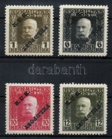 1915 Feldpost I 4 klf bélyeg fordított FELDPOST felirattal / 4 different stamps with inverted FELDPOST