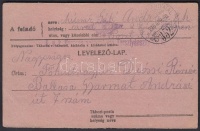 1916 Tábori posta levelezőlap 'K.u.k. Husarenregiment von Tersztyánszky' + 'TP 352'