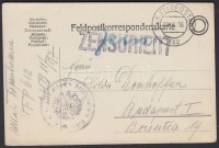 1916 Tábori posta levelezőlap 'K.u.k. 15 cm schwere Haubitzbatterie 11/R7' + 'FP 612'