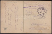 1917 Tábori posta képeslap 'Militärpflege Portofrei'